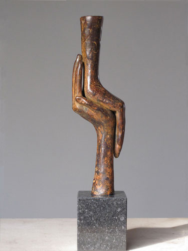 Bronzen sculptuur voor een bedrijfsoverdracht, bij samenwerking, afscheid directie Ragonda IJtsma kunst relatiegeschenken